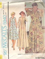 5940 MCCALLS 1978 LONG ZIP HOUSEDRESS OR ROBE TIE BELT PATTERN MEDIUM 14-16; SMALL 10-12 choice